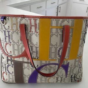 CH Carolina Herrera  Multicolor Monogram Canvas and Leather Tote